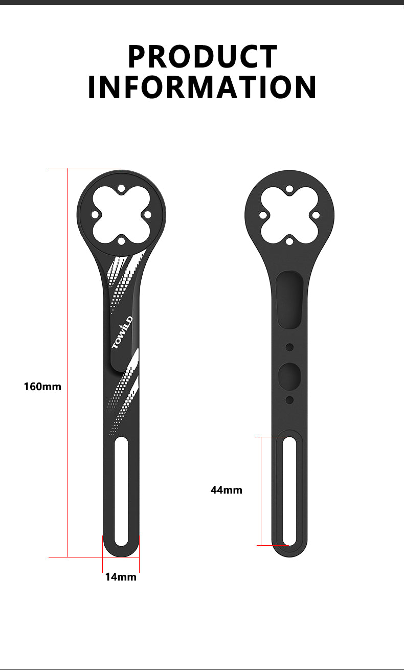 TOWILD Zintegrowany uchwyt przedłużający do komputera rowerowego, światła i GoPro