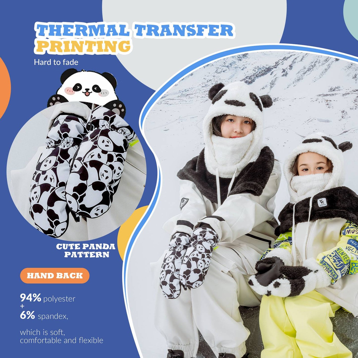 Rękawiczki dziecięce wiatroodporne wodoodporne ciepłe na śnieg i narty Quantature