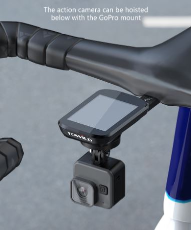 TOWILD Zintegrowany uchwyt przedłużający do komputera rowerowego, światła i GoPro