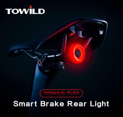 TOWILD Tylna lampka rowerowa z automatycznym wykrywaniem hamulca Tylna lampka rowerowa ładowana przez USB Wodoodporna IPX7 3 tryby bezpieczeństwa Ultra jasna do bezpiecznej jazdy nocą