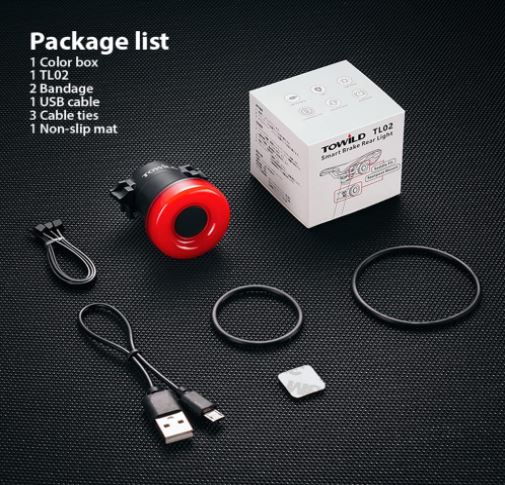 TOWILD Tylna lampka rowerowa z automatycznym wykrywaniem hamulca Tylna lampka rowerowa ładowana przez USB Wodoodporna IPX7 3 tryby bezpieczeństwa Ultra jasna do bezpiecznej jazdy nocą