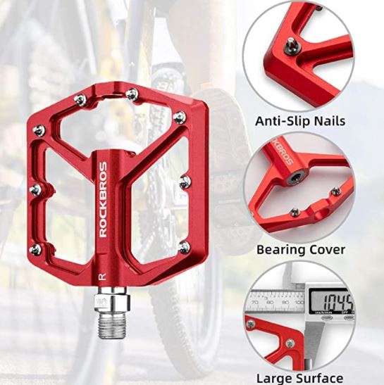 ROCKBROS Pedały do rowerów szosowych aluminiowe pedały platformowe ultralekkie antypoślizgowe pedały rowerowe 9/16"