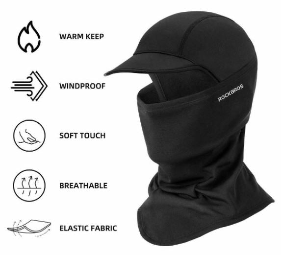 ROCKBROS Kominiarka zimowa maska ciepła czapka z daszkiem balaclava rowerowa motocyklowa