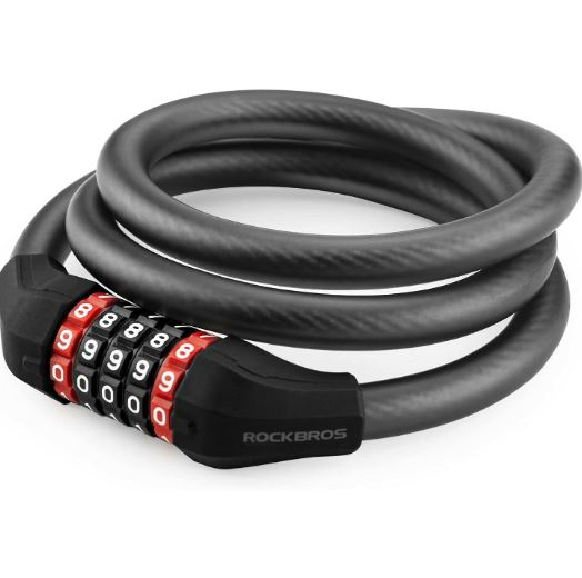 ROCKBROS Zapięcie rowerowe 120cm/180 cm zamek linkowy 5-liczbowy zamek szyfrowy stalowy