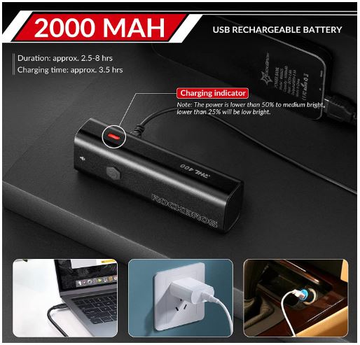 ROCKBROS Przednie światło LED USB akumulator, 400 lumenów wodoodporne światło IPX6 z 4 stałymi i migającymi trybami do rowerów górskich i szosowych