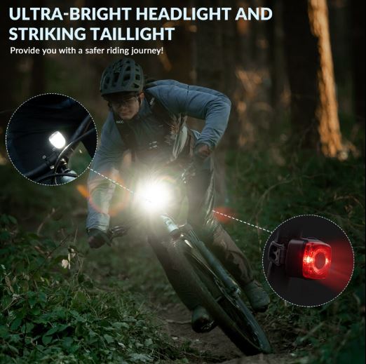 ROCKBROS Zestaw świateł rowerowych 200M oświetlenie StVZO tylne światło LED IPX5 lampa rowerowa