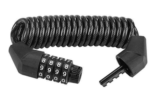 ROCKBROS Zamek do kasku linka stalowa 150cm/4.6mm zamek szyfrowy z cynku i PVC
