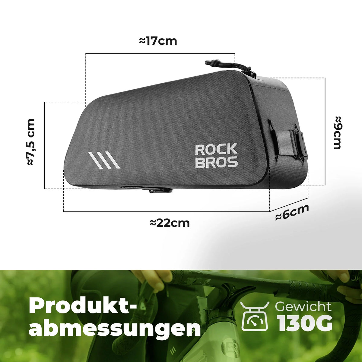 ROCKBROS 0,9L Sakwa na rurę górną roweru Wodoodporna Zamok bagnetowy