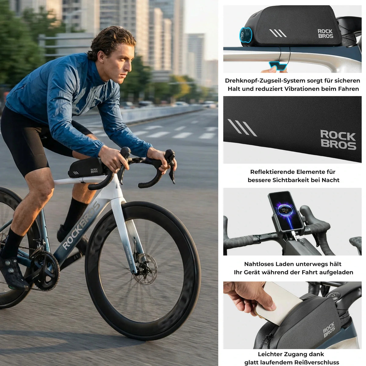 ROCKBROS 0,9L Sakwa na rurę górną roweru Wodoodporna Zamok bagnetowy