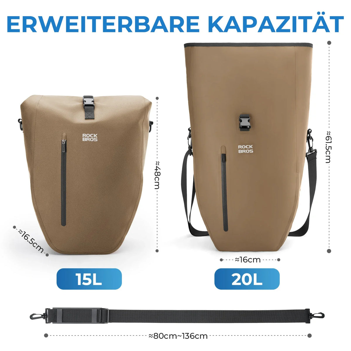 ROCKBROS 15L-20L Torba na bagażnik rowerowy 3-w-1