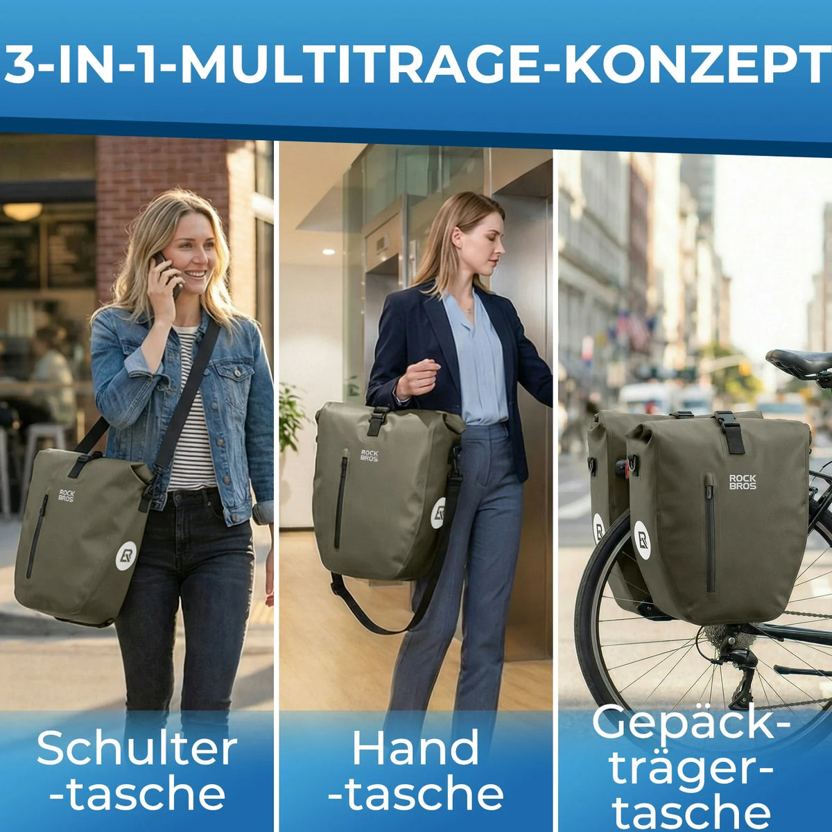 ROCKBROS 15L-20L Torba na bagażnik rowerowy 3-w-1