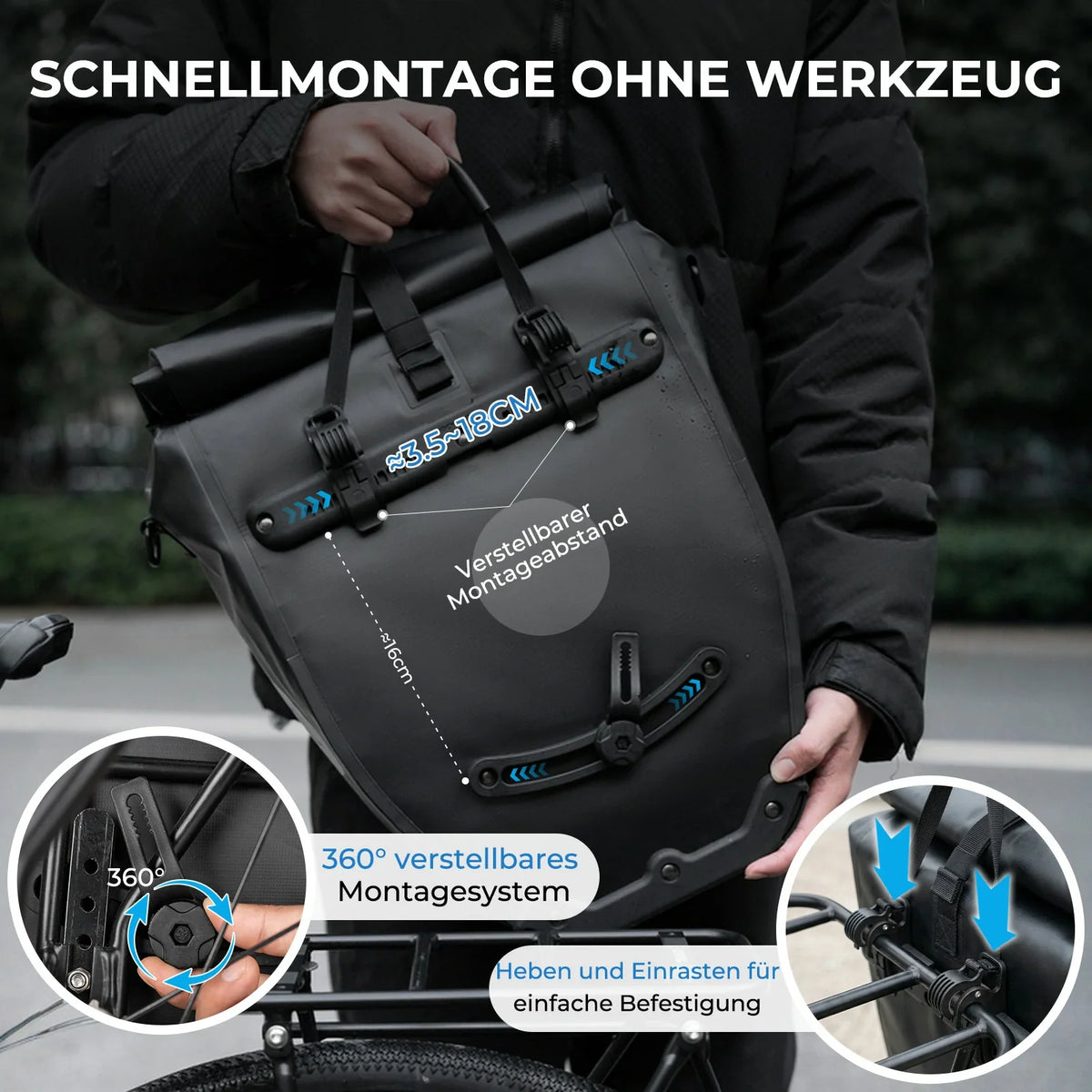 ROCKBROS 15L-20L Torba na bagażnik rowerowy 3-w-1