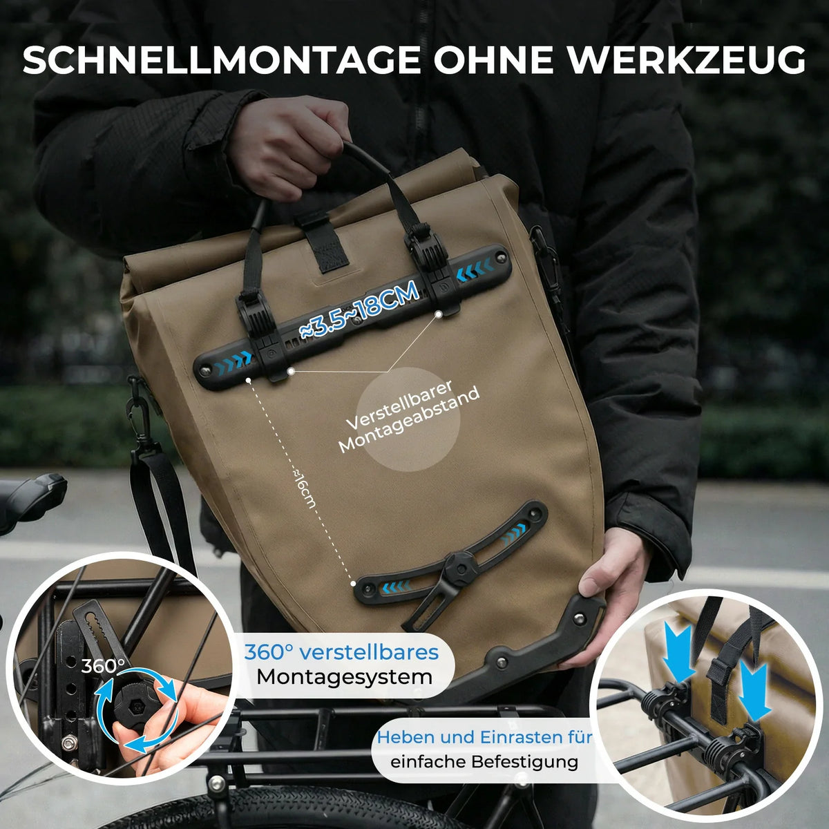 ROCKBROS 15L-20L Torba na bagażnik rowerowy 3-w-1