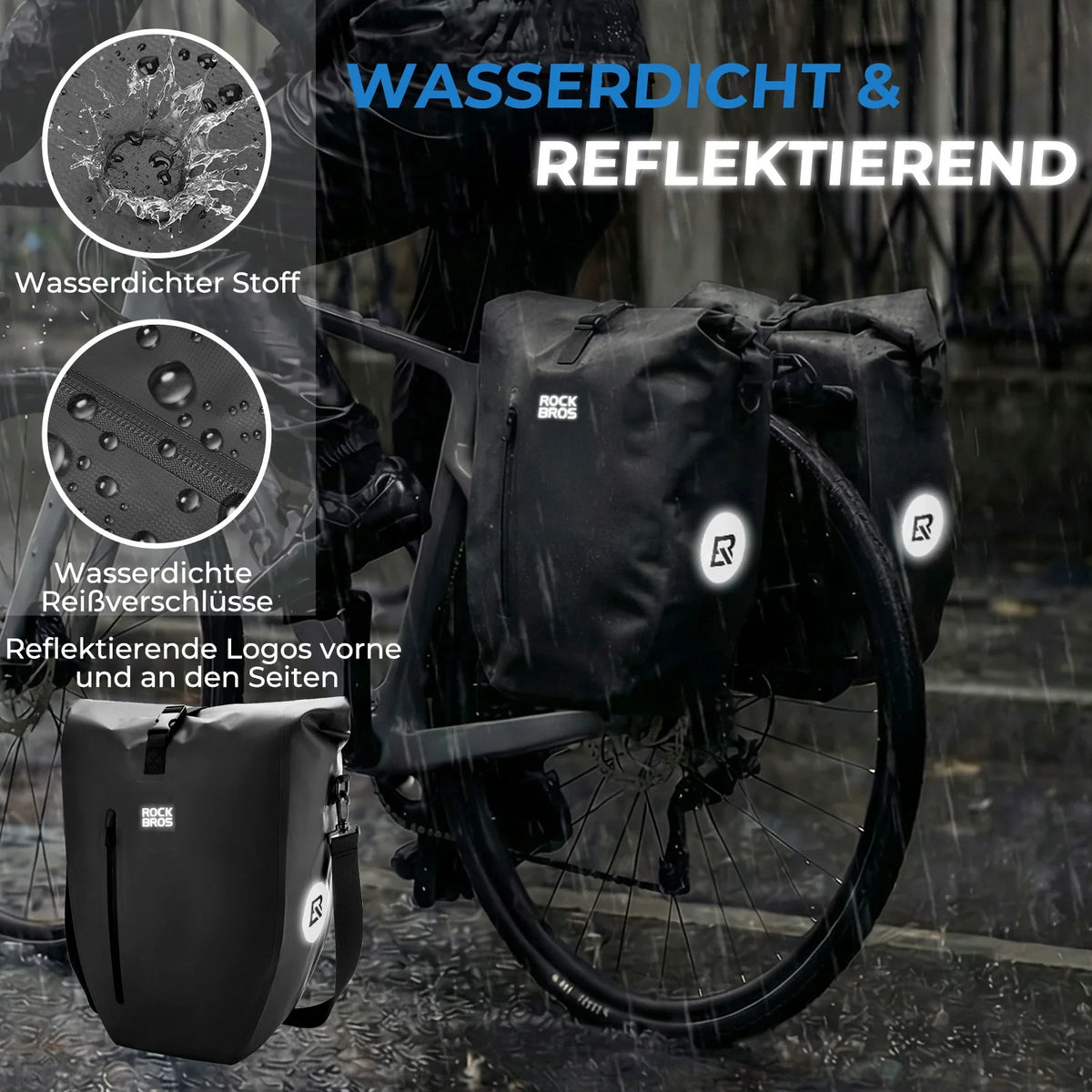 ROCKBROS 15L-20L Torba na bagażnik rowerowy 3-w-1
