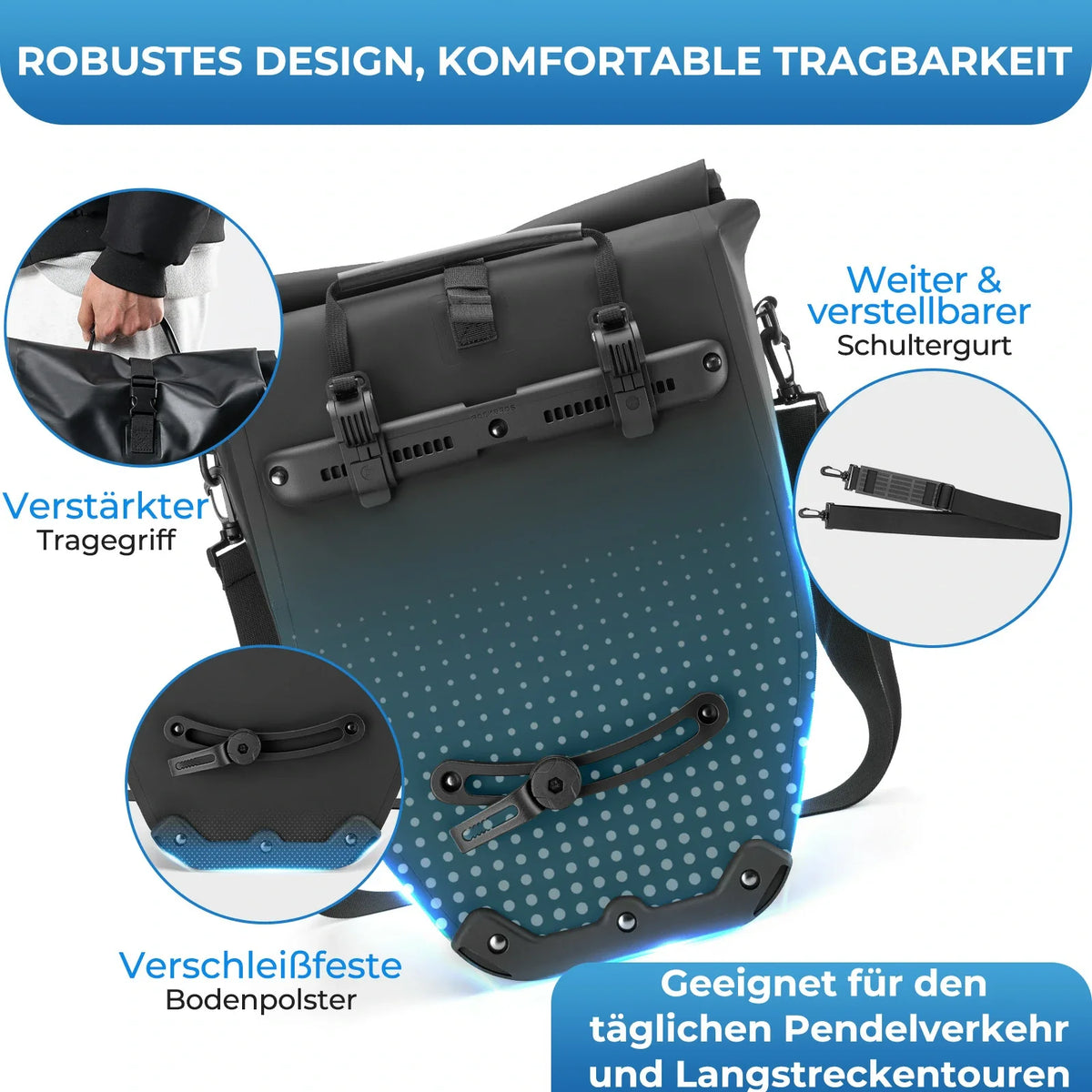 ROCKBROS 15L-20L Torba na bagażnik rowerowy 3-w-1