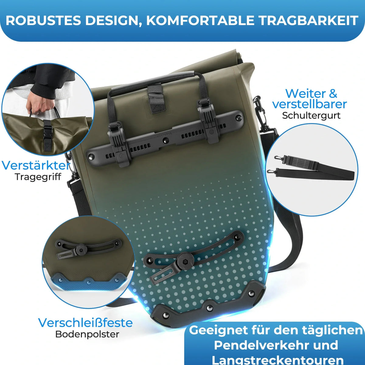 ROCKBROS 15L-20L Torba na bagażnik rowerowy 3-w-1