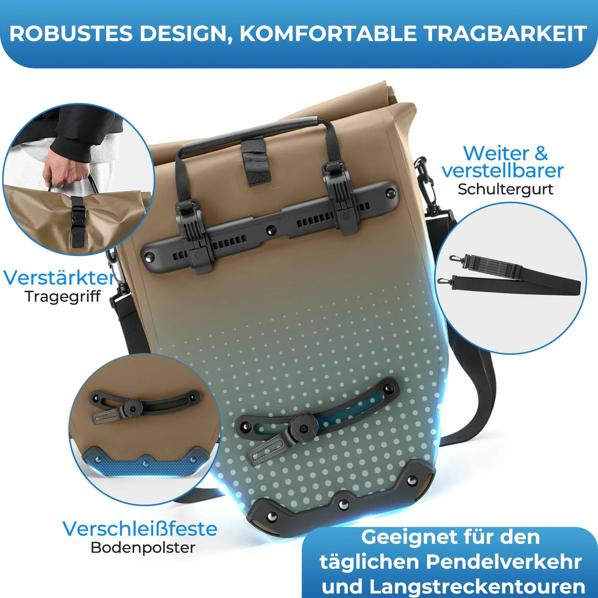 ROCKBROS 15L-20L Torba na bagażnik rowerowy 3-w-1