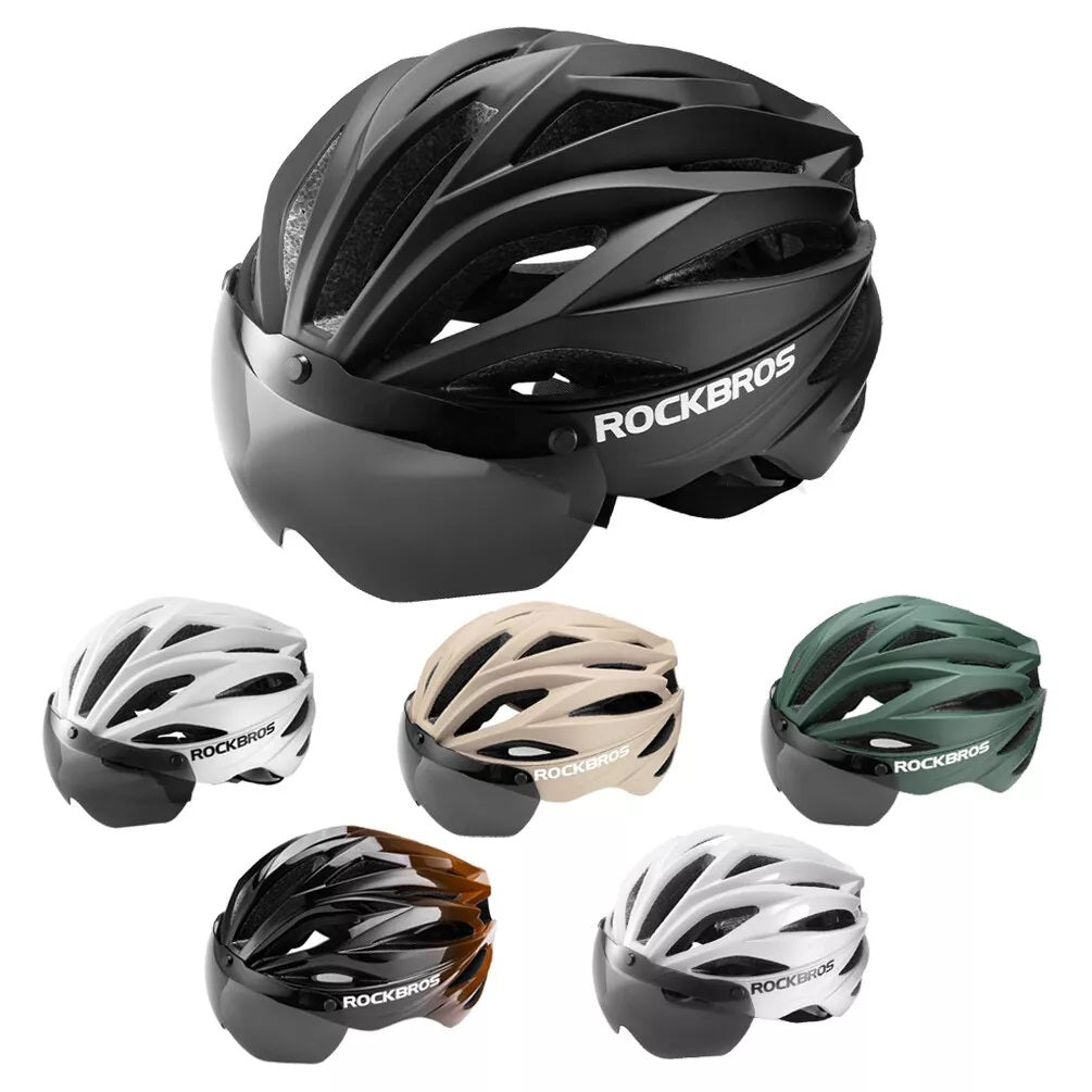 ROCKBROS Kask rowerowy dla dorosłych z wizjerem Magnetyczny zdejmowany Oddychający Regulowany dla mężczyzn i kobiet 58-62 cm