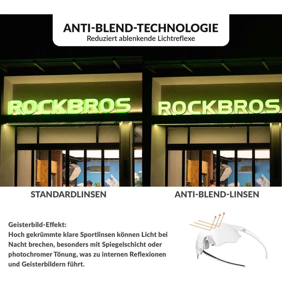 ROCKBROS Okulary rowerowe Samoprzyciemniające się Ochrona UV400 Bez oprawki -SWIFT