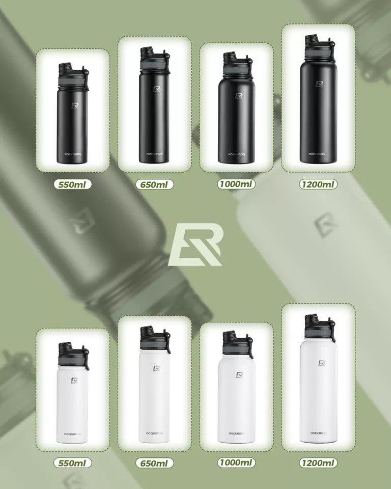 ROCKBROS Butelka ze stali nierdzewnej 550ml/650ml/1000ml/1200ml termos bez BPA butelka rowerowa