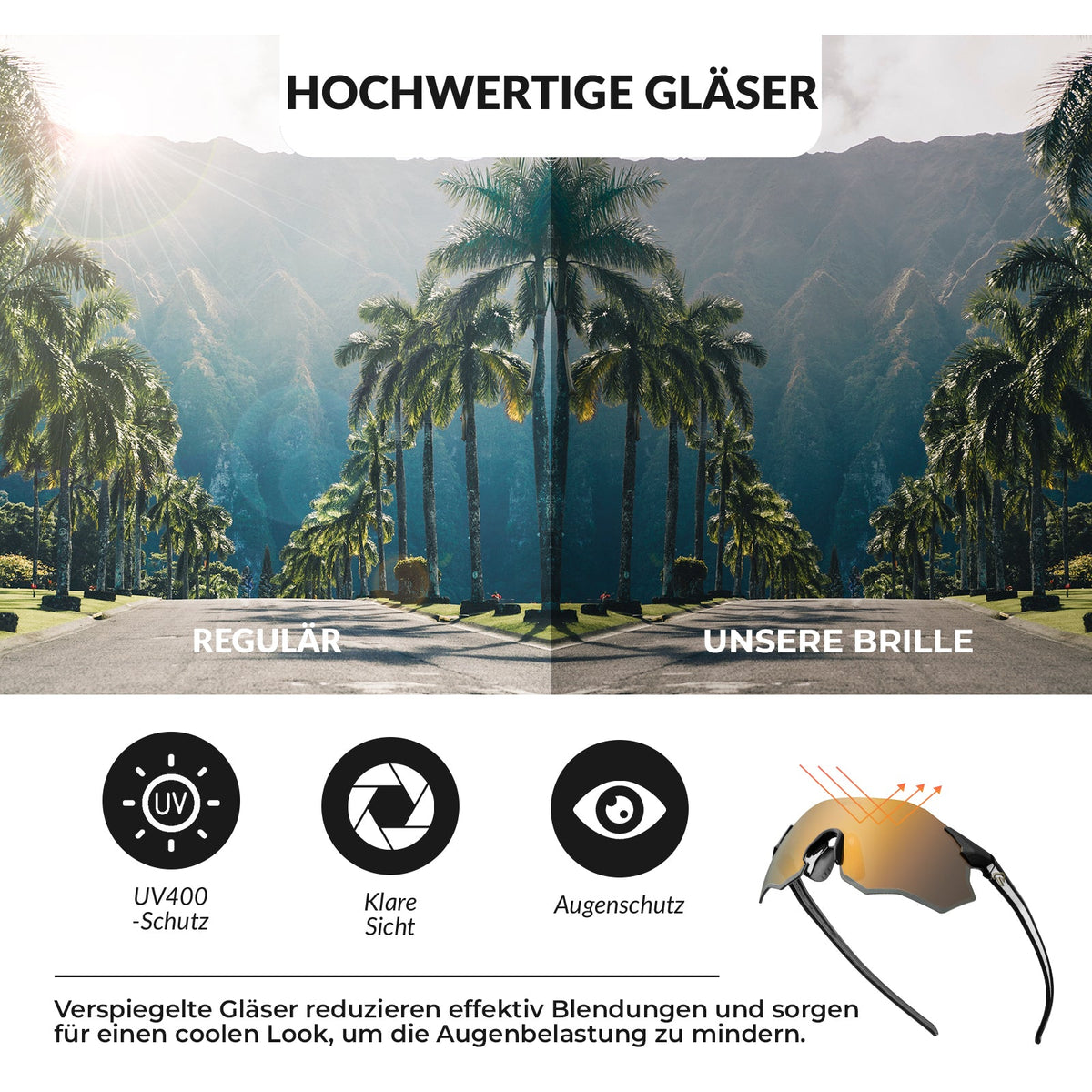 ROCKBROS Okulary rowerowe Samoprzyciemniające się Ochrona UV400 Bez oprawki -SWIFT