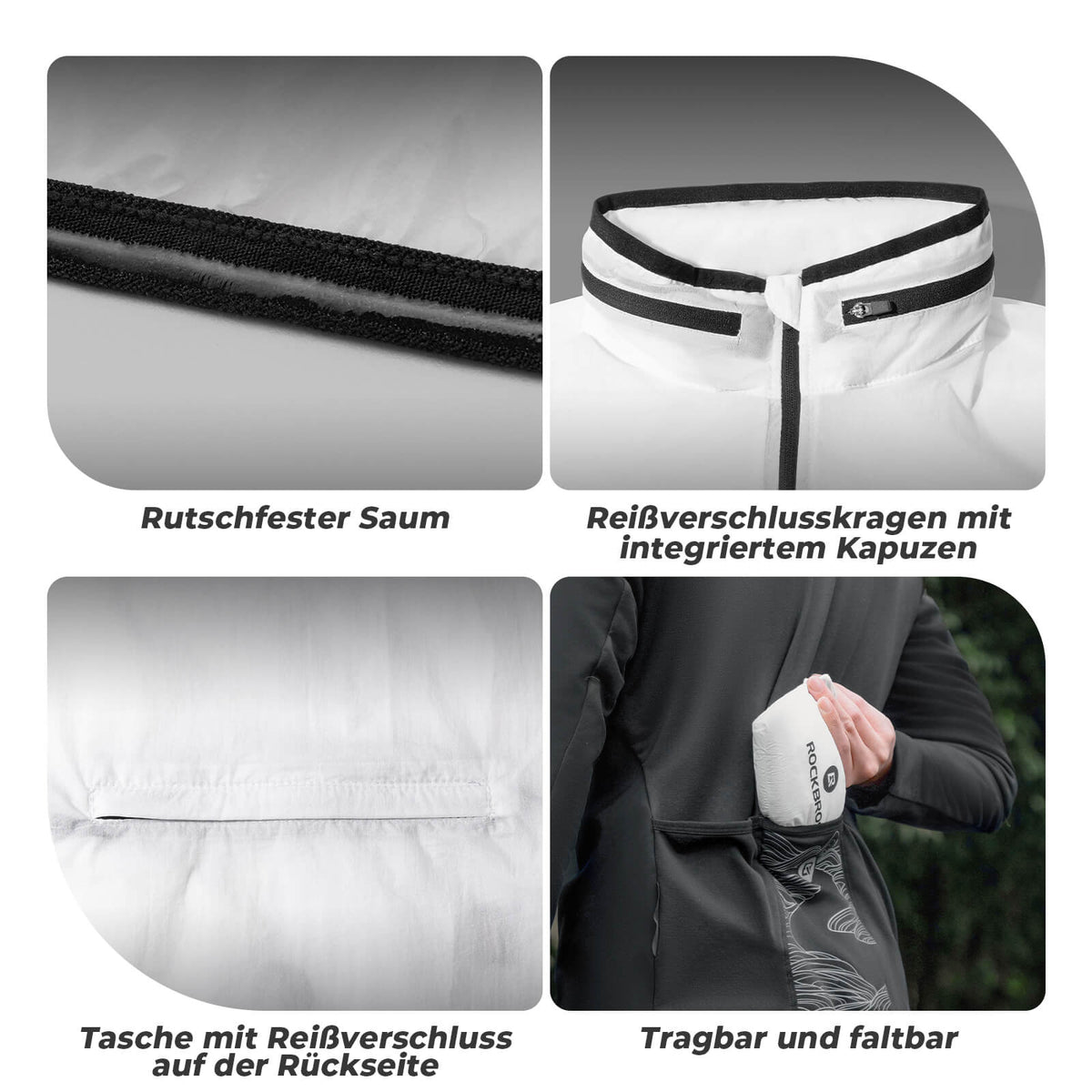 ROCKBROS Lekka kurtka rowerowa Świecąca w ciemności Składana Lato Męska/Damska