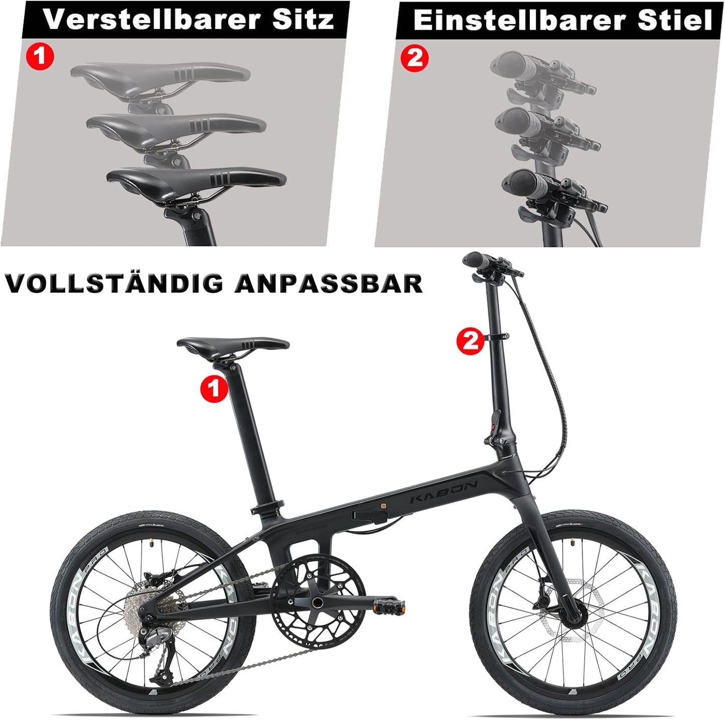 KABON Rower składany City Carbon Shimano Altus 9S 20 cali
