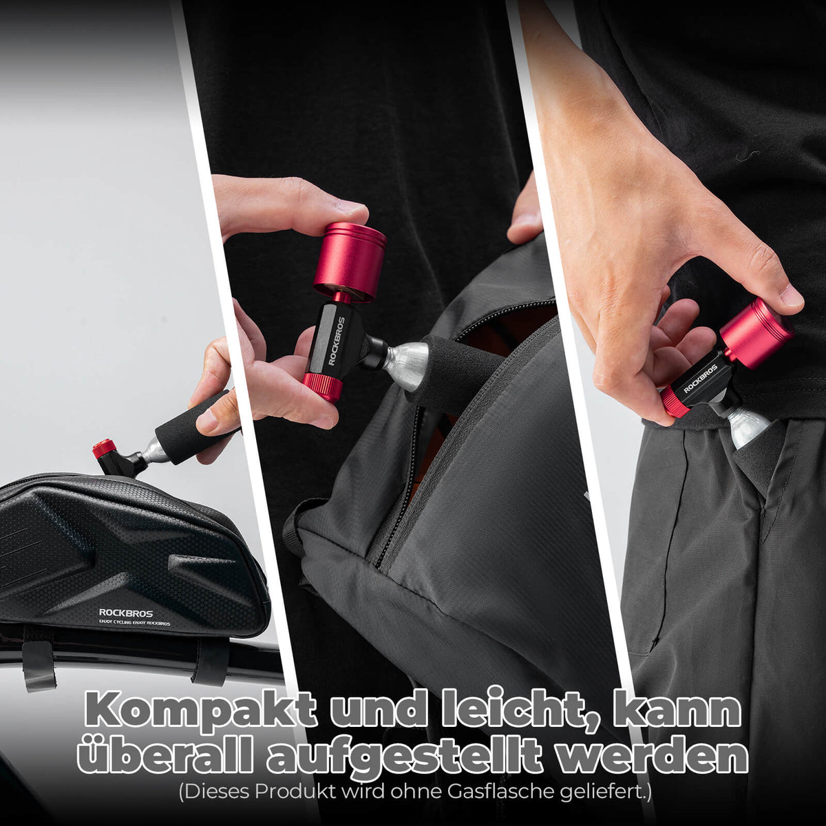 ROCKBROS Pompka CO2 do roweru, minipompka do wentyli Presta i Schrader