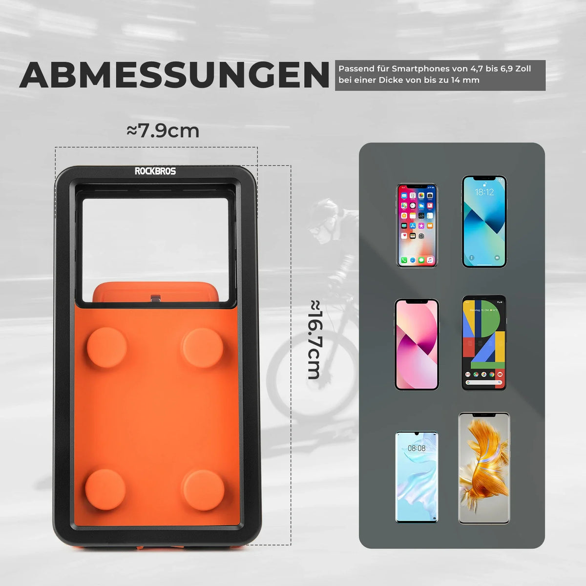 ROCKBROS Magnetyczny uchwyt na telefon rowerowy, smartfony 4,7–6,9 cala, mocowanie na kierownicę 22,2–31,8 mm