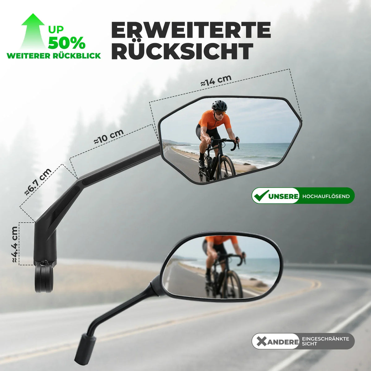 ROCKBROS Lustro rowerowe wsteczne do kierownicy 20–23 mm
