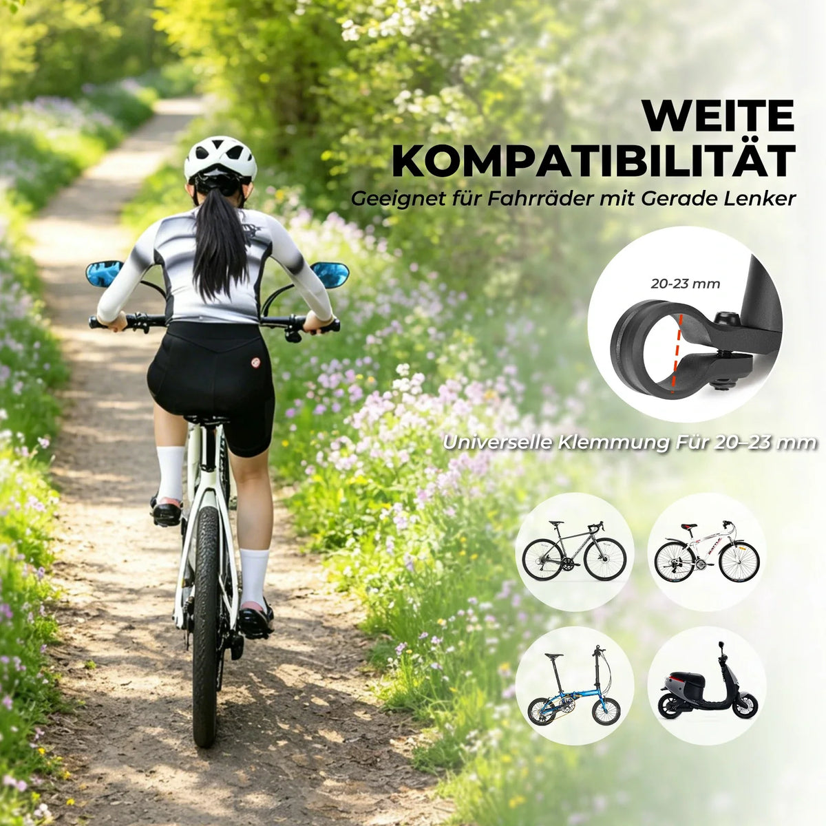 ROCKBROS Lustro rowerowe wsteczne do kierownicy 20–23 mm