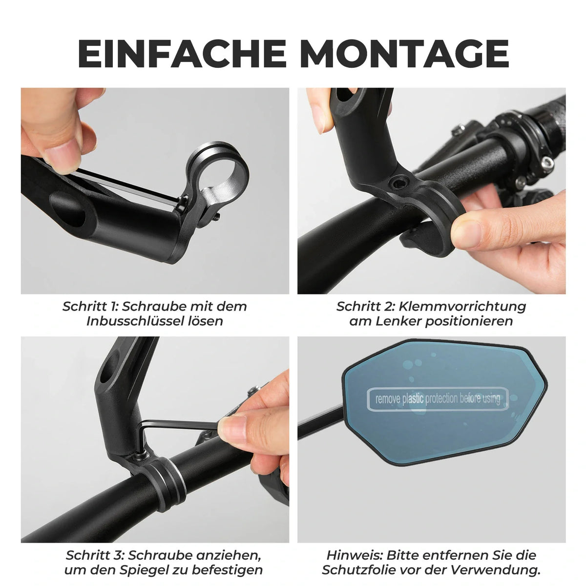 ROCKBROS Lustro rowerowe wsteczne do kierownicy 20–23 mm