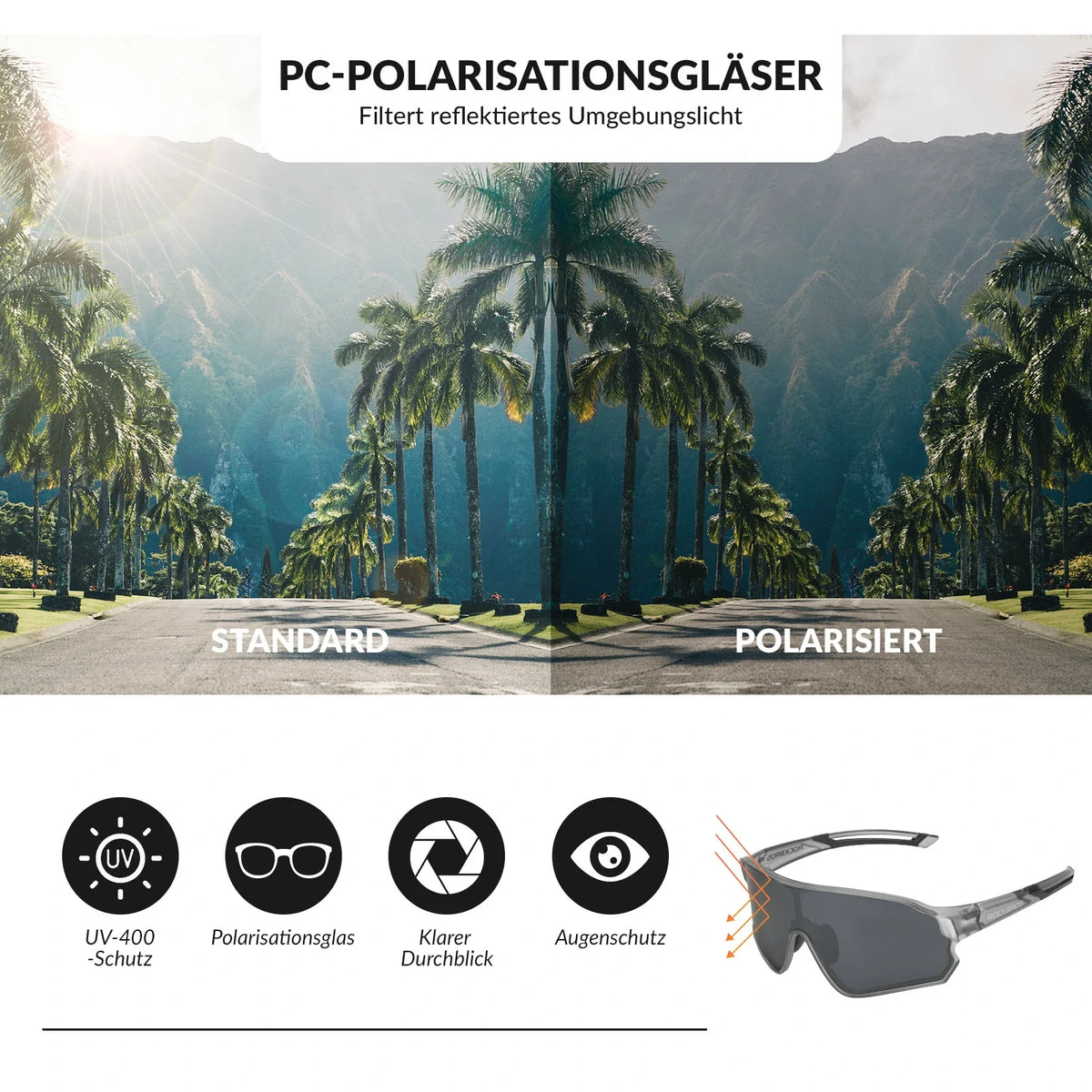 ROCKBROS Ultralekka polaryzowana okulary rowerowe (UV400)