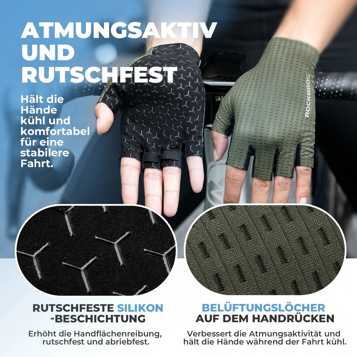 ROCKBROS Rękawice rowerowe letnie, antypoślizgowe i oddychające