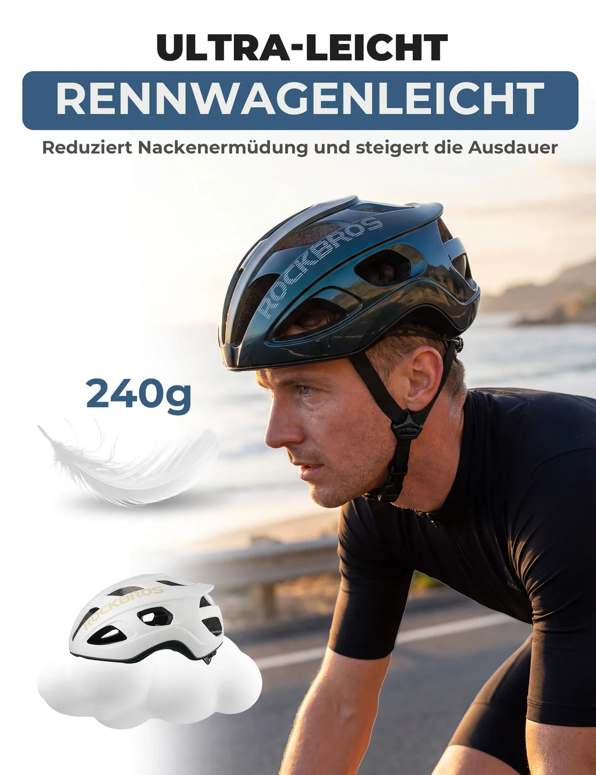 Kask rowerowy ROCKBROS 58-62cm Ultralekki 240g Antybakteryjny