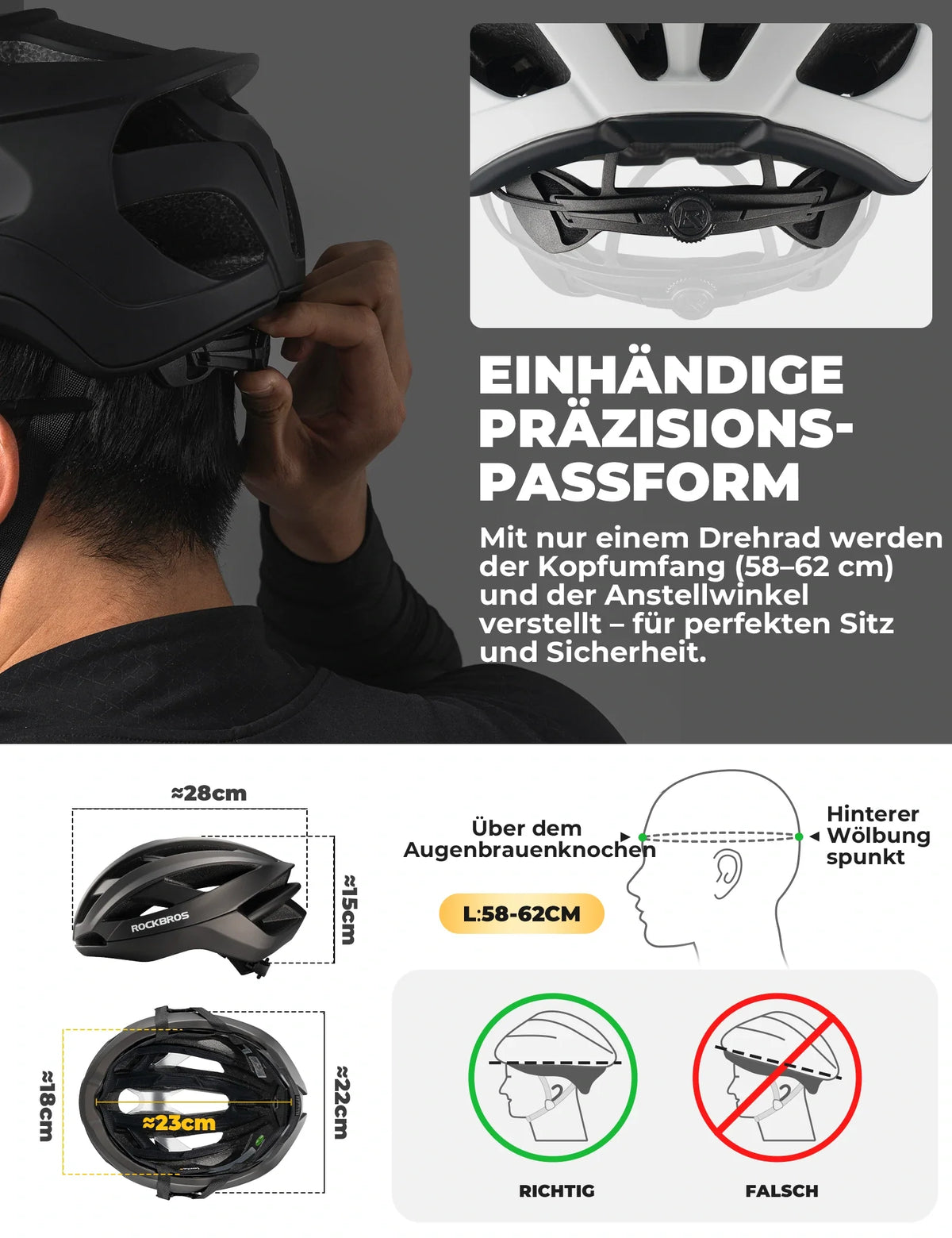 Kask rowerowy ROCKBROS 58-62cm Ultralekki 240g Antybakteryjny