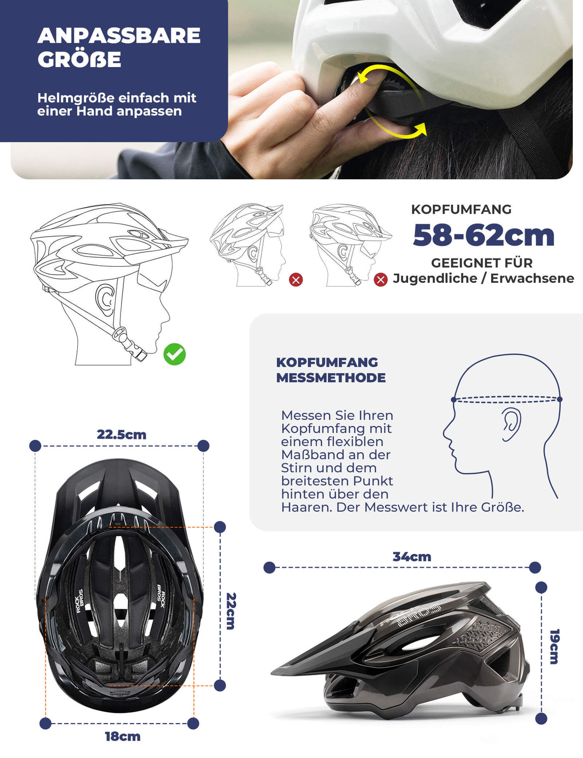 Kask rowerowy ROCKBROS z systemem wentylacji, Regulowany i lekki