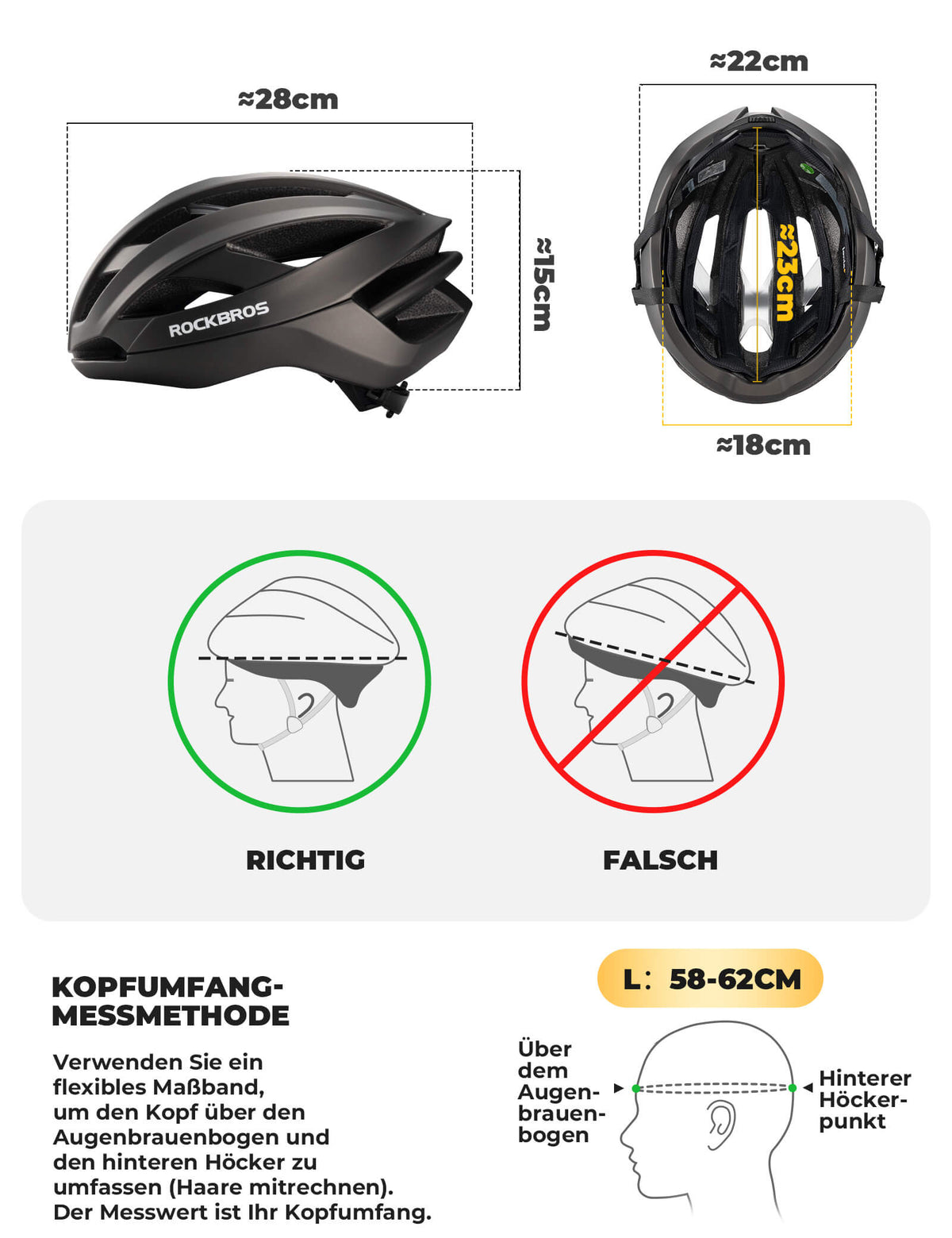 Kask rowerowy ROCKBROS ze wzmocnioną ramą 58-62cm