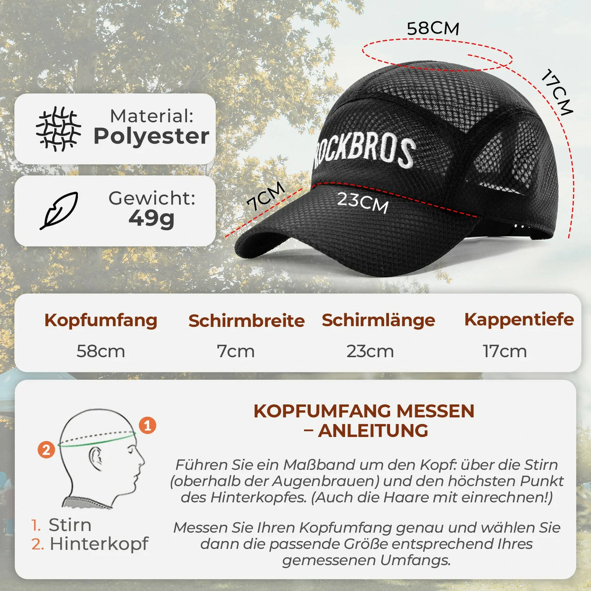 Czapka rowerowa ROCKBROS szybkoschnąca Outdoor Sport Caps ochrona UV czapka