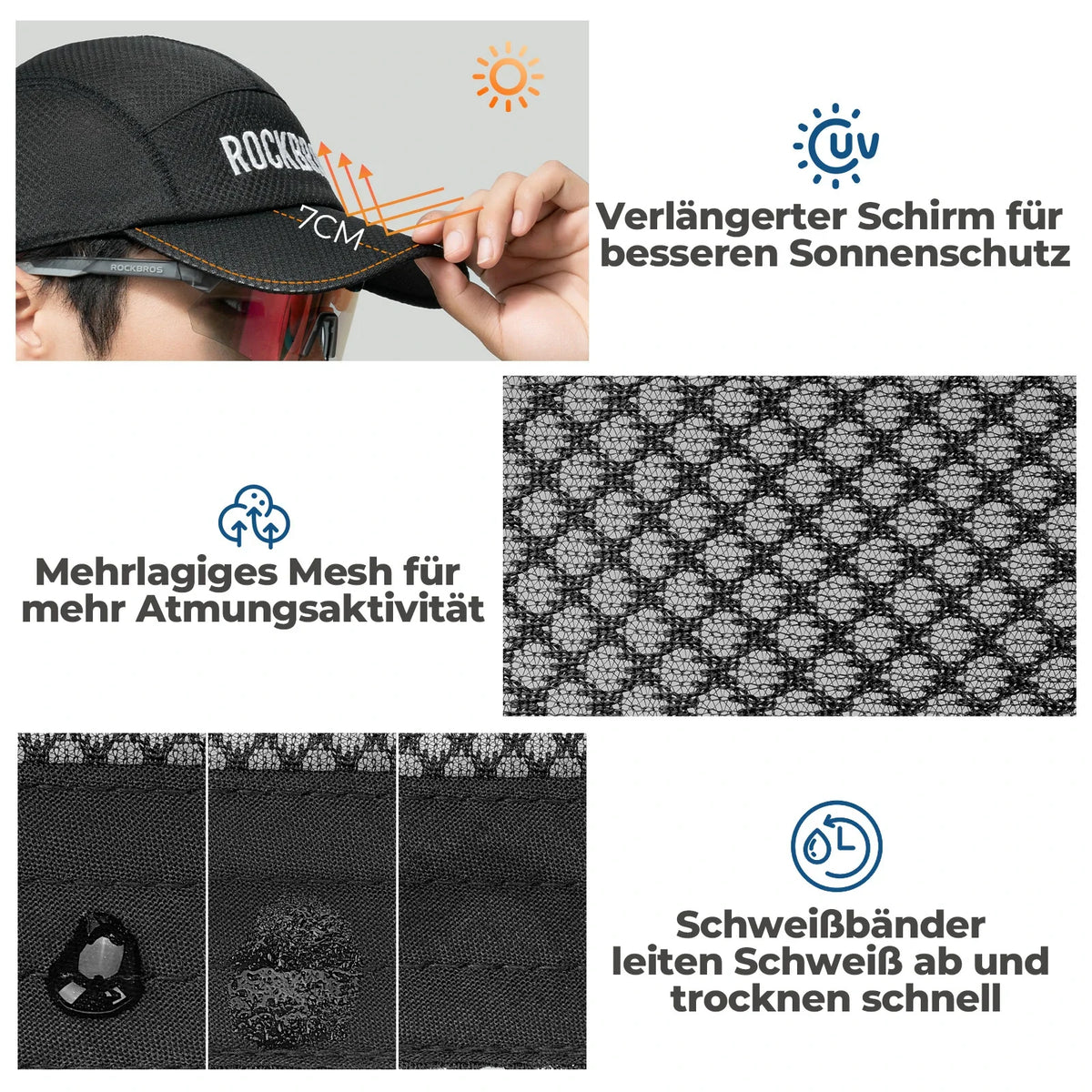 Czapka rowerowa ROCKBROS szybkoschnąca Outdoor Sport Caps ochrona UV czapka