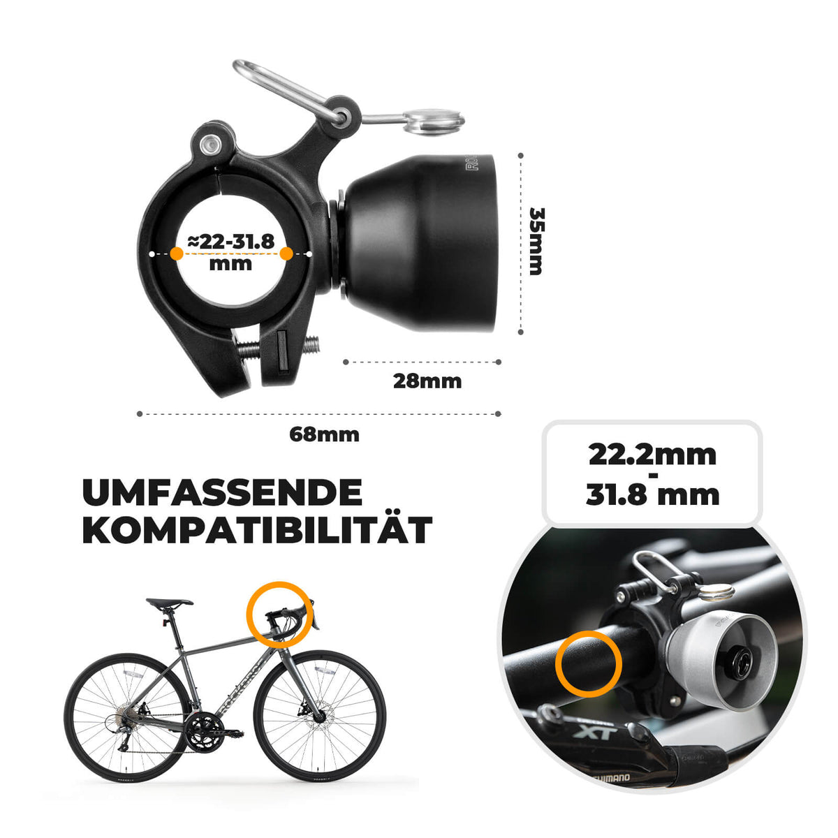 Dzwonek rowerowy ROCKBROS Mini 90dB - stop miedzi & uniwersalna kompatybilność