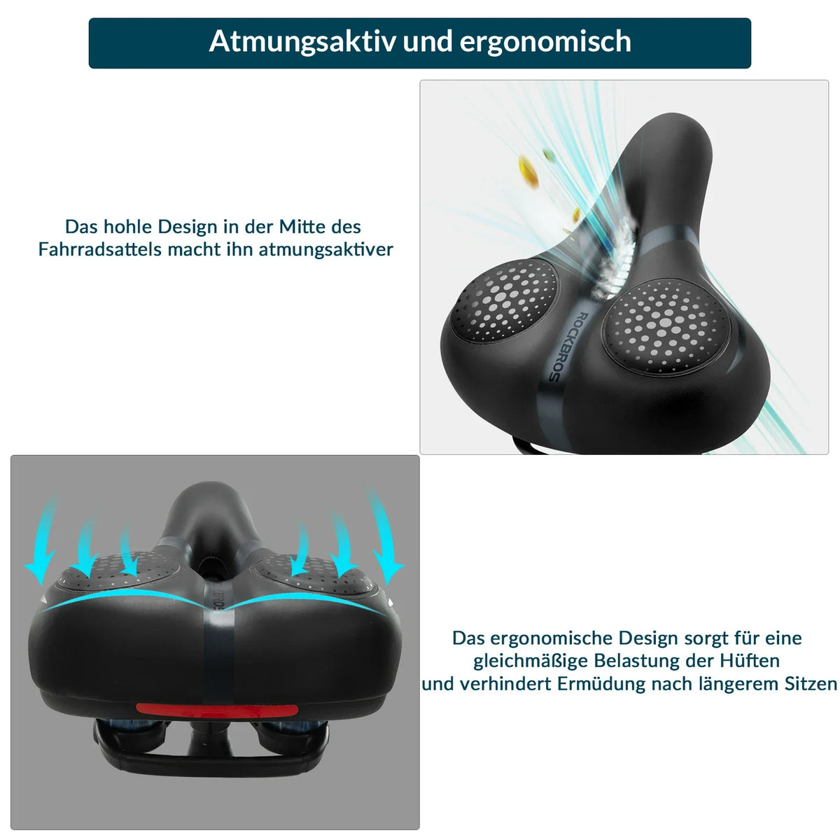 Siodło rowerowe ROCKBROS z pianką Memory Foam, Wygodne i Odciążające