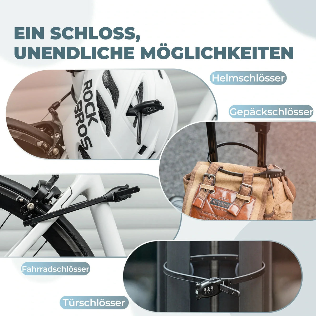 Zamek rowerowy ROCKBROS, zamek linkowy do roweru z 3-cyfrowym kodem