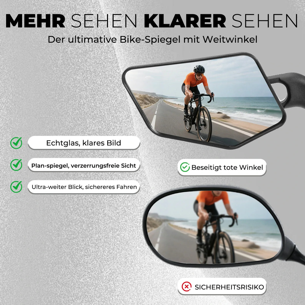 ROCKBROS Lusterko rowerowe HD Bezpieczne lusterko wsteczne rowerowe do kierownicy