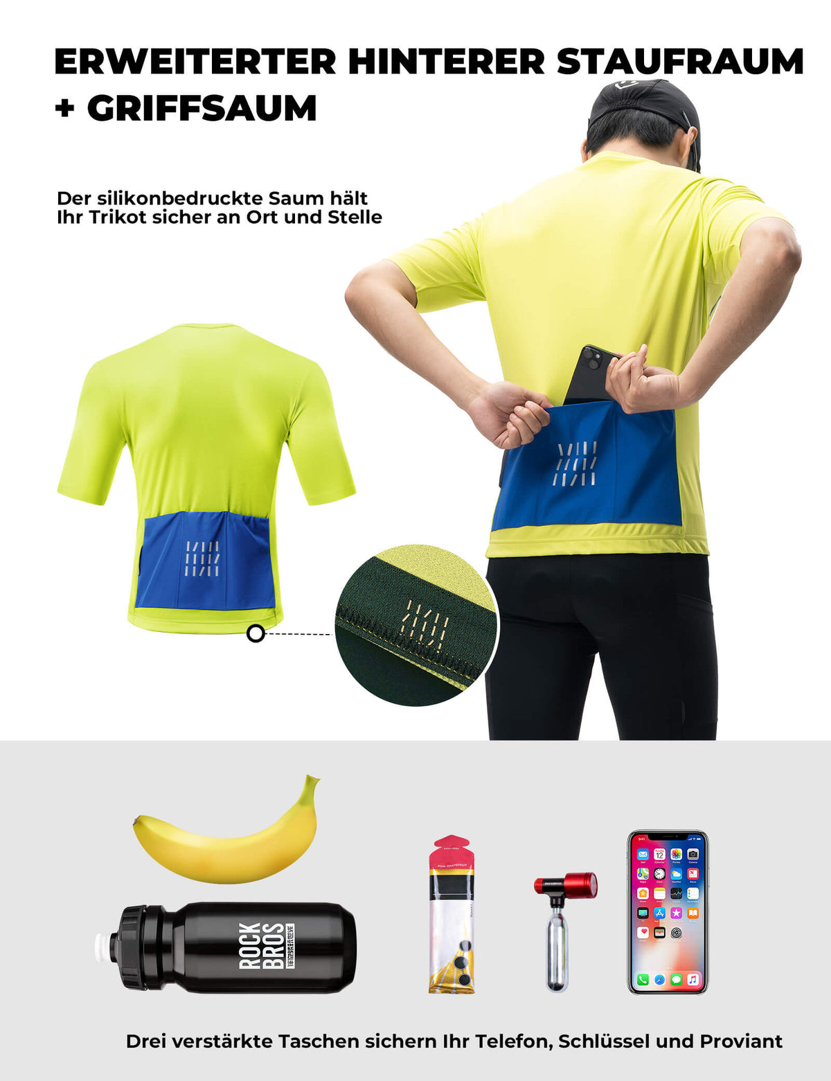 ROCKBROS Koszulka rowerowa krótki rękaw męska Oddychająca i Szybkoschnąca Jersey Odblaskowa
