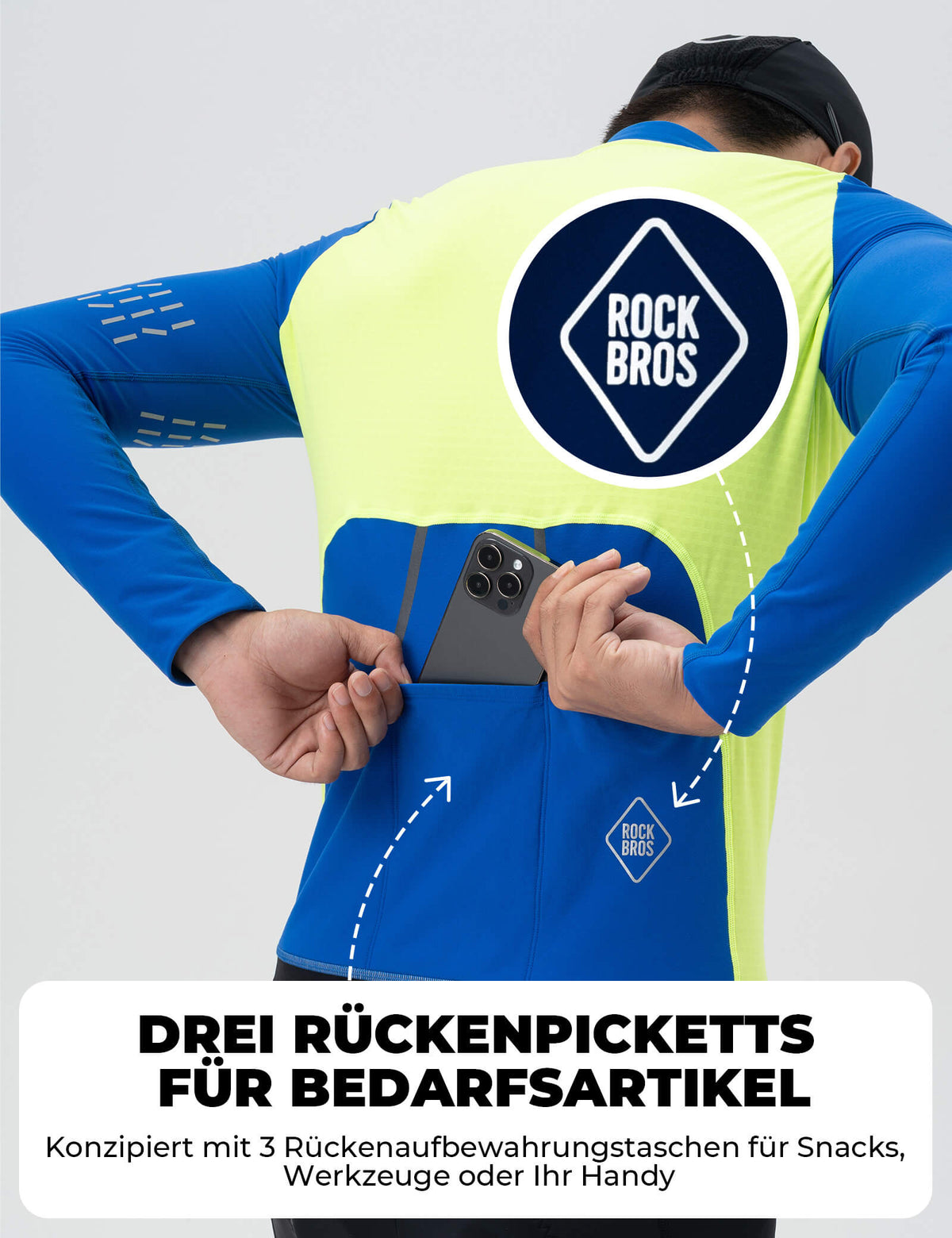 ROCKBROS Koszulka rowerowa z długim rękawem damska/męska zimowa ciepła polar Koszulka rowerowa oddychająca elastyczna z 3 kieszeniami i odblaskowa