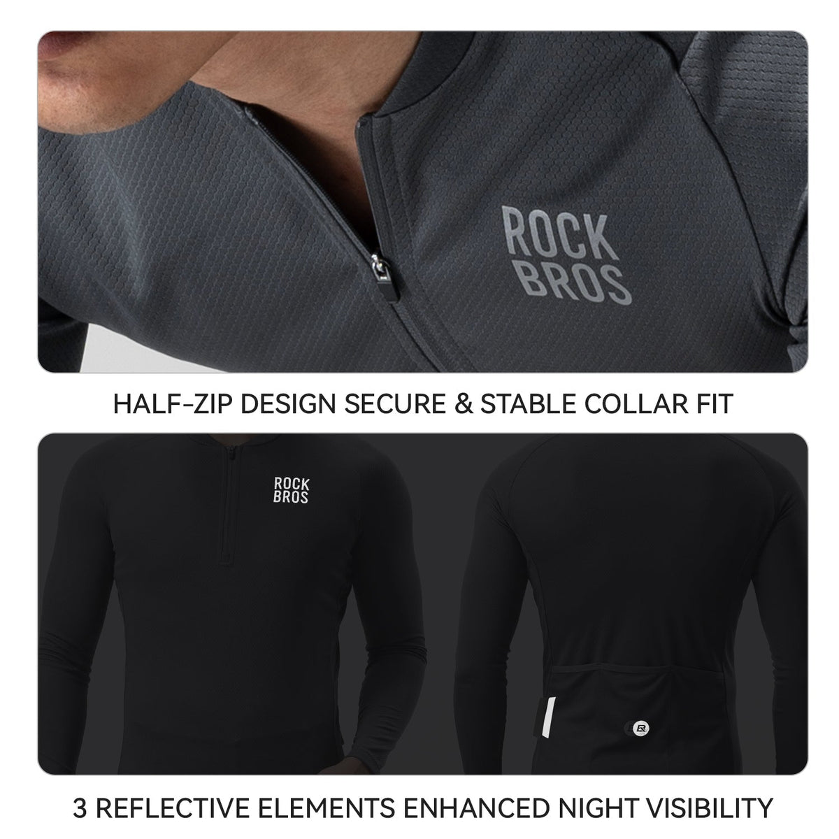 ROCKBROS Koszulka rowerowa z długim rękawem z krótkim zamkiem z przodu - Modell YDCX011