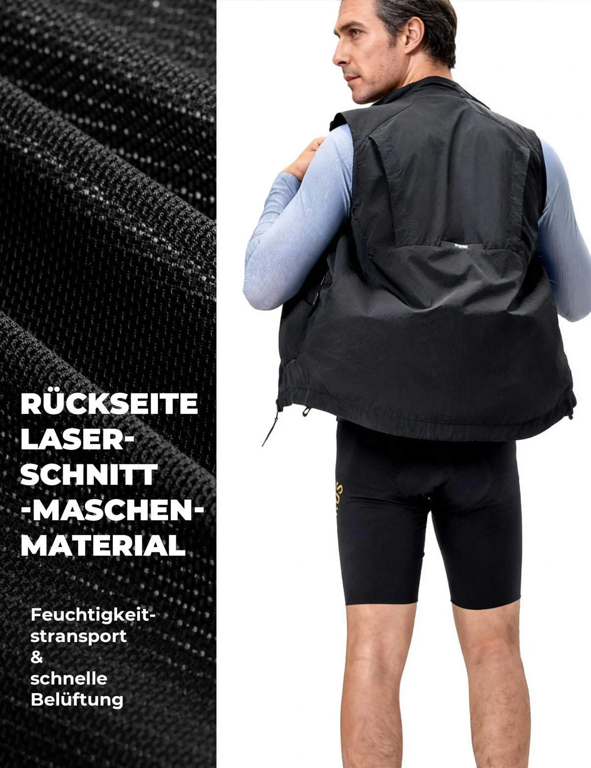 ROCKBROS Kamizelka rowerowa wiatroszczelna lekka oddychająca szybkoschnąca, składana kamizelka rowerowa