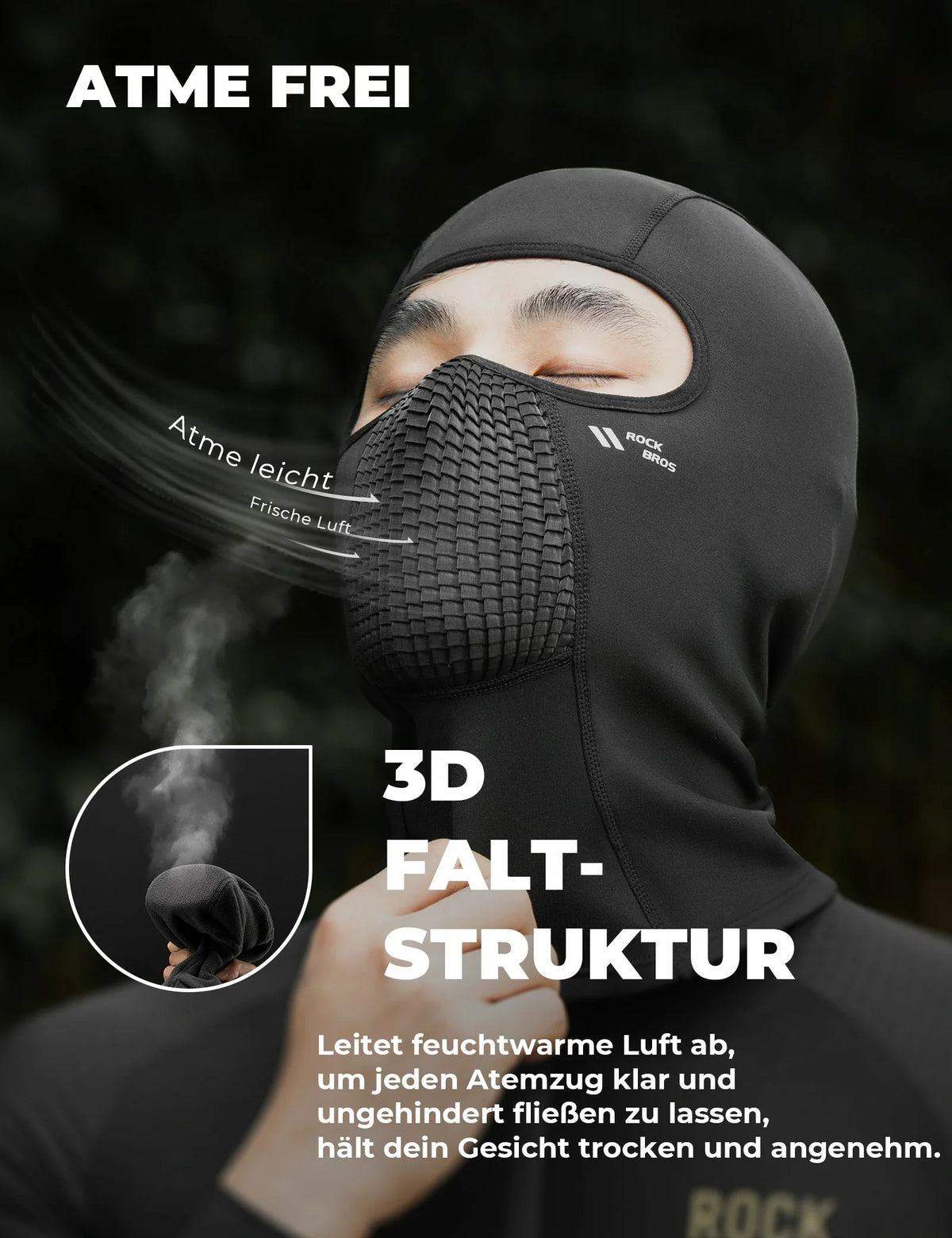 ROCKBROS Polarowa kominiarka zimowa oddychająca balaclava maska narciarska