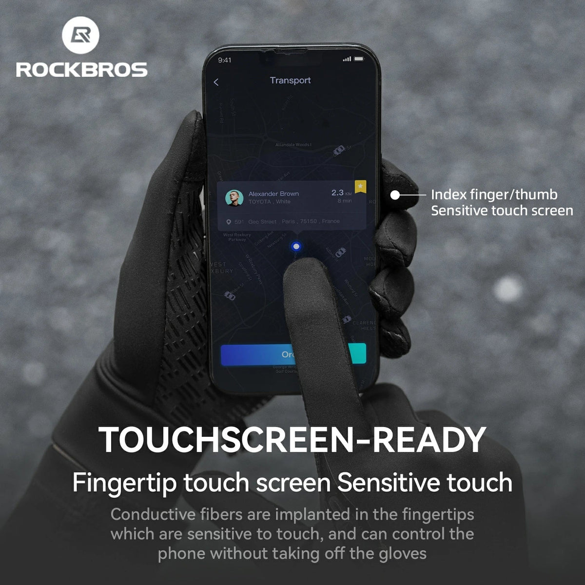 ROCKBROS Graphene zimowe rękawice rowerowe od 5°C do 15°C